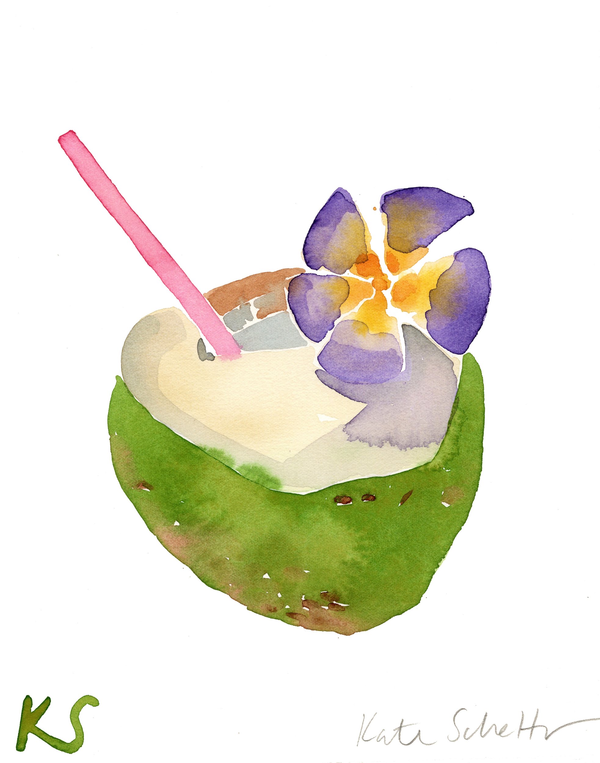 COCONUT DRINK PINK STRAW