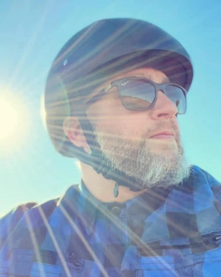 Tay Jones riding his Harley-Davidson