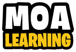 Text reading 'MOA LEARNING' in black, white, and yellow.
