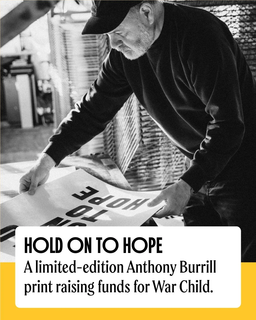Our friend Anthony Burrill (@anthonyburrill) has created something special. 👀

&lsquo;HOLD ON TO HOPE&rsquo; &ndash; a signed and numbered edition of 100. Screen-printed on recycled paper. All to raise funds for the vital work of War Child.

@warchi