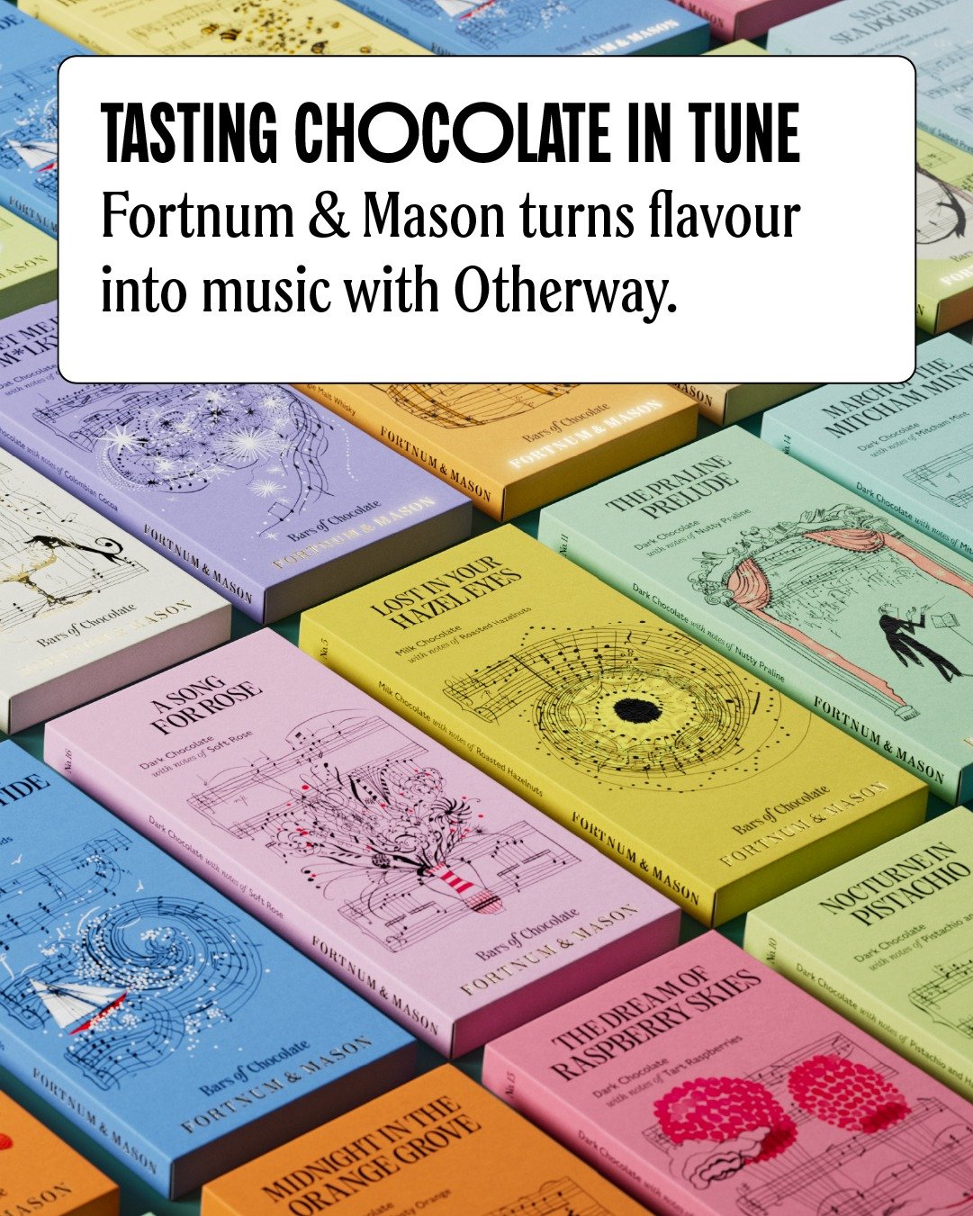 What if chocolate didn&rsquo;t just taste good&hellip; but sounded good too? 🎶🍫 

Fortnum &amp; Mason has teamed up with Otherway to give each bar its own original musical score &mdash; turning tasting into a multi-sensory performance. Bars of choc