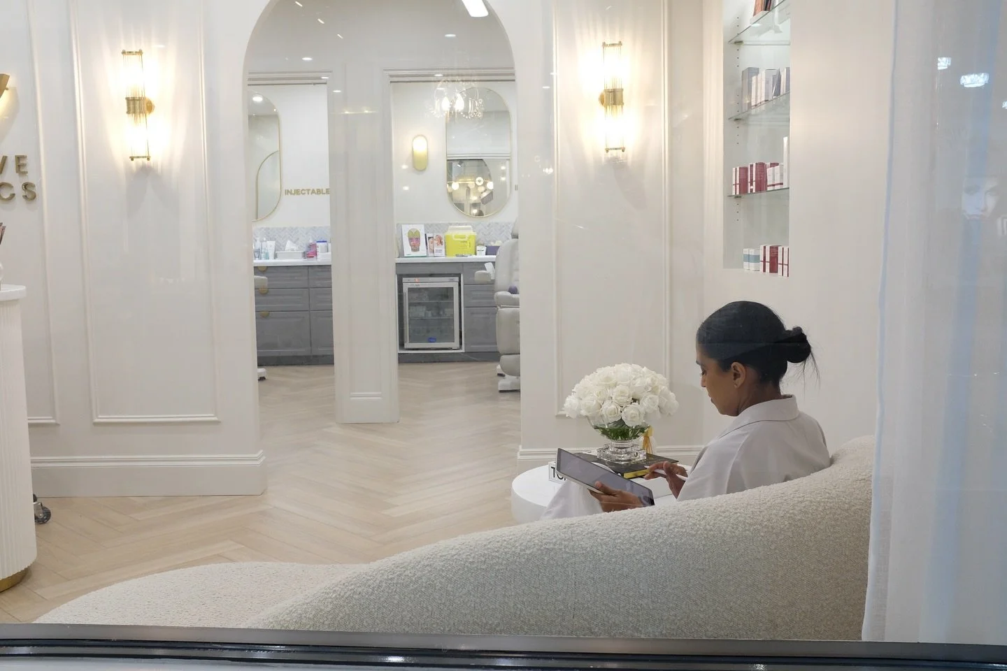 A peak into the clinic; Sandika prepping for a client☺️