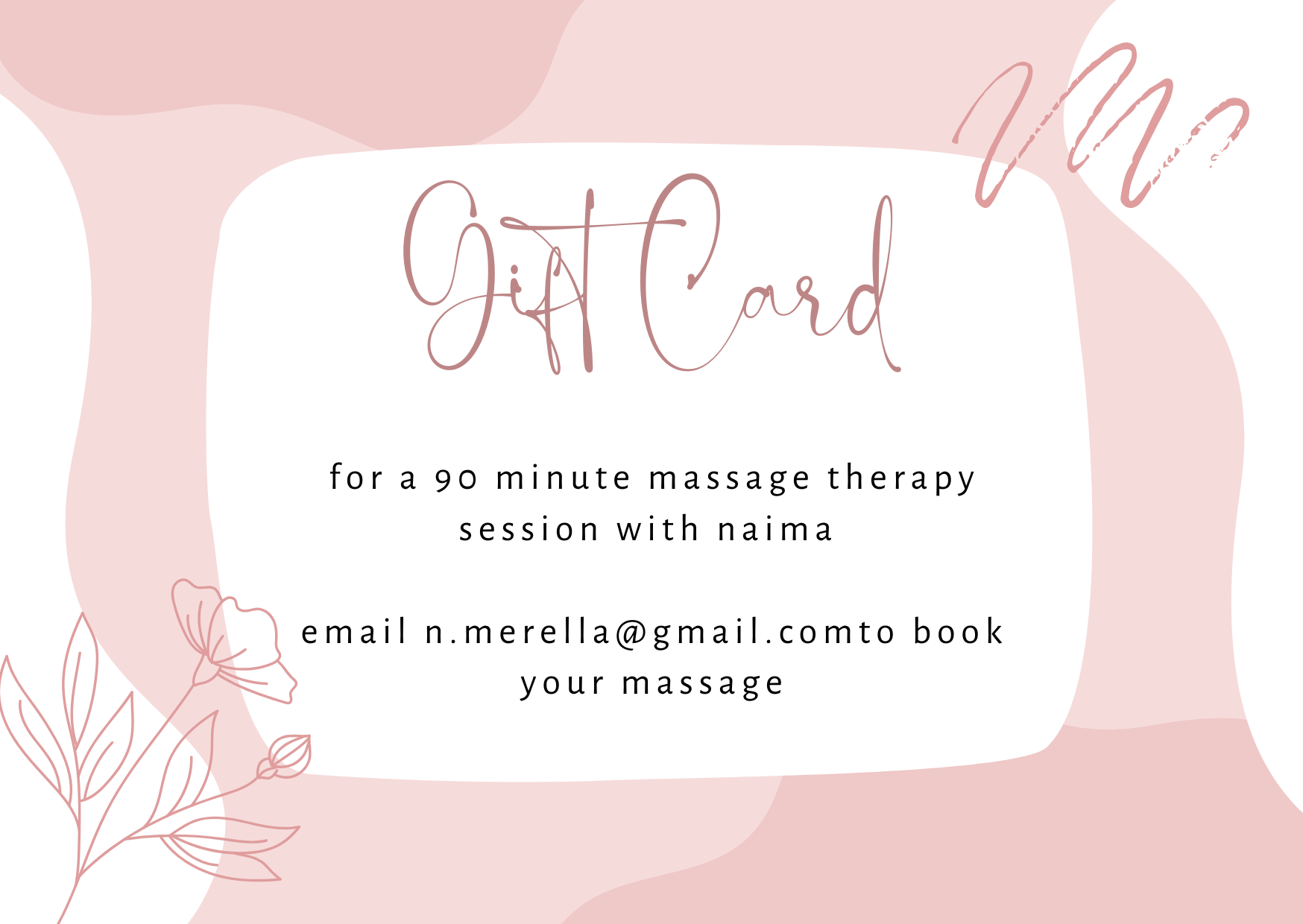 Gift Card for 90 Min Massage Therapy Session