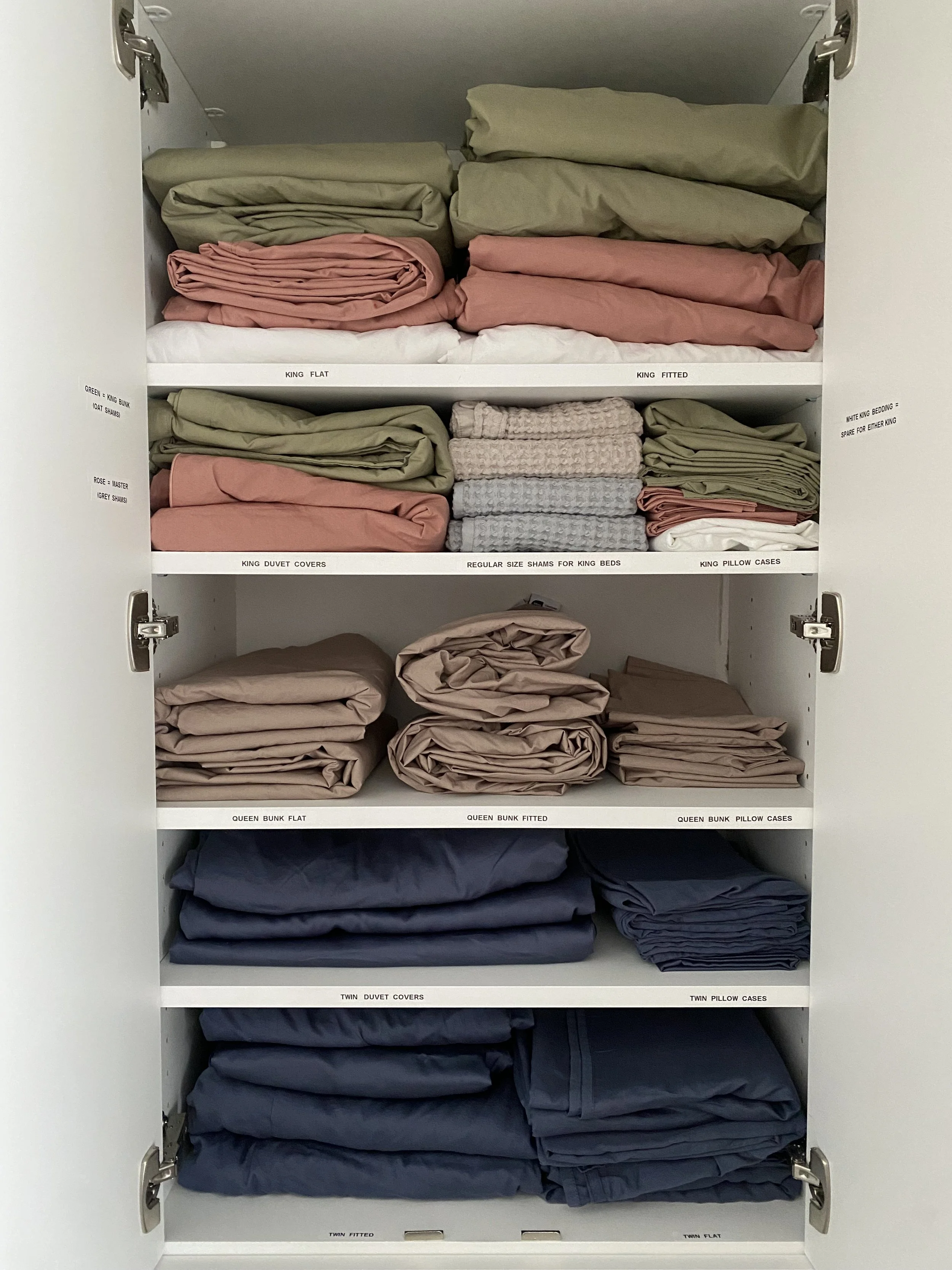 Linen closet located inside the Purcell room closet. 