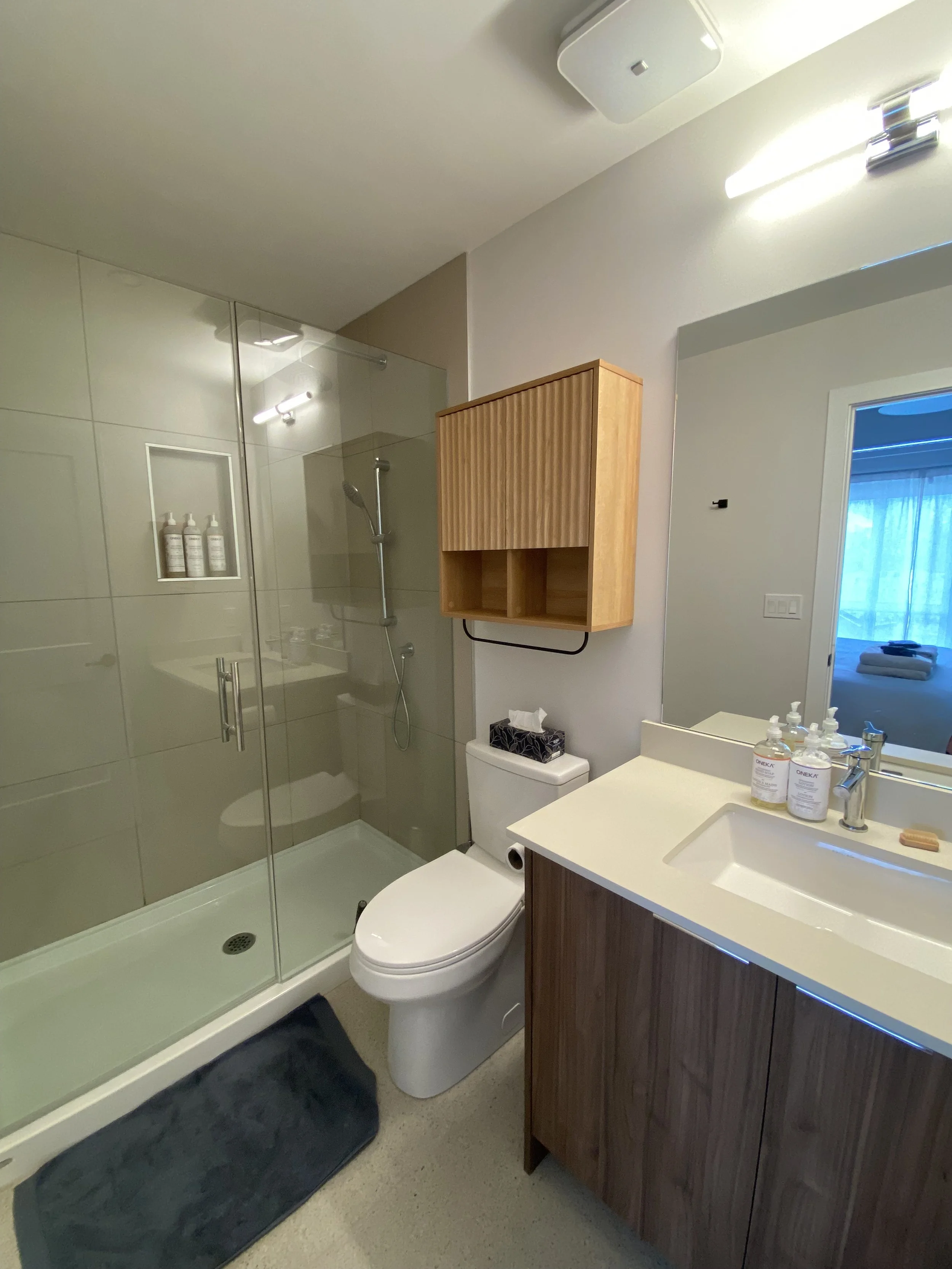 Purcell Room ensuite with large walk-in shower (rain shower and wand). Silk & snow towels. 