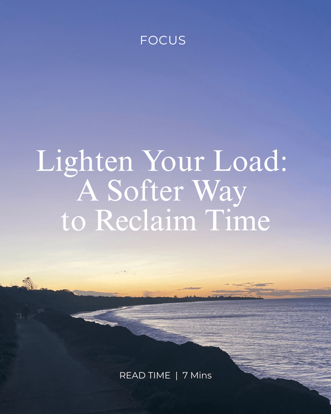Soft sunrise over the ocean path, symbolising calm, clarity, and spacious time awareness.