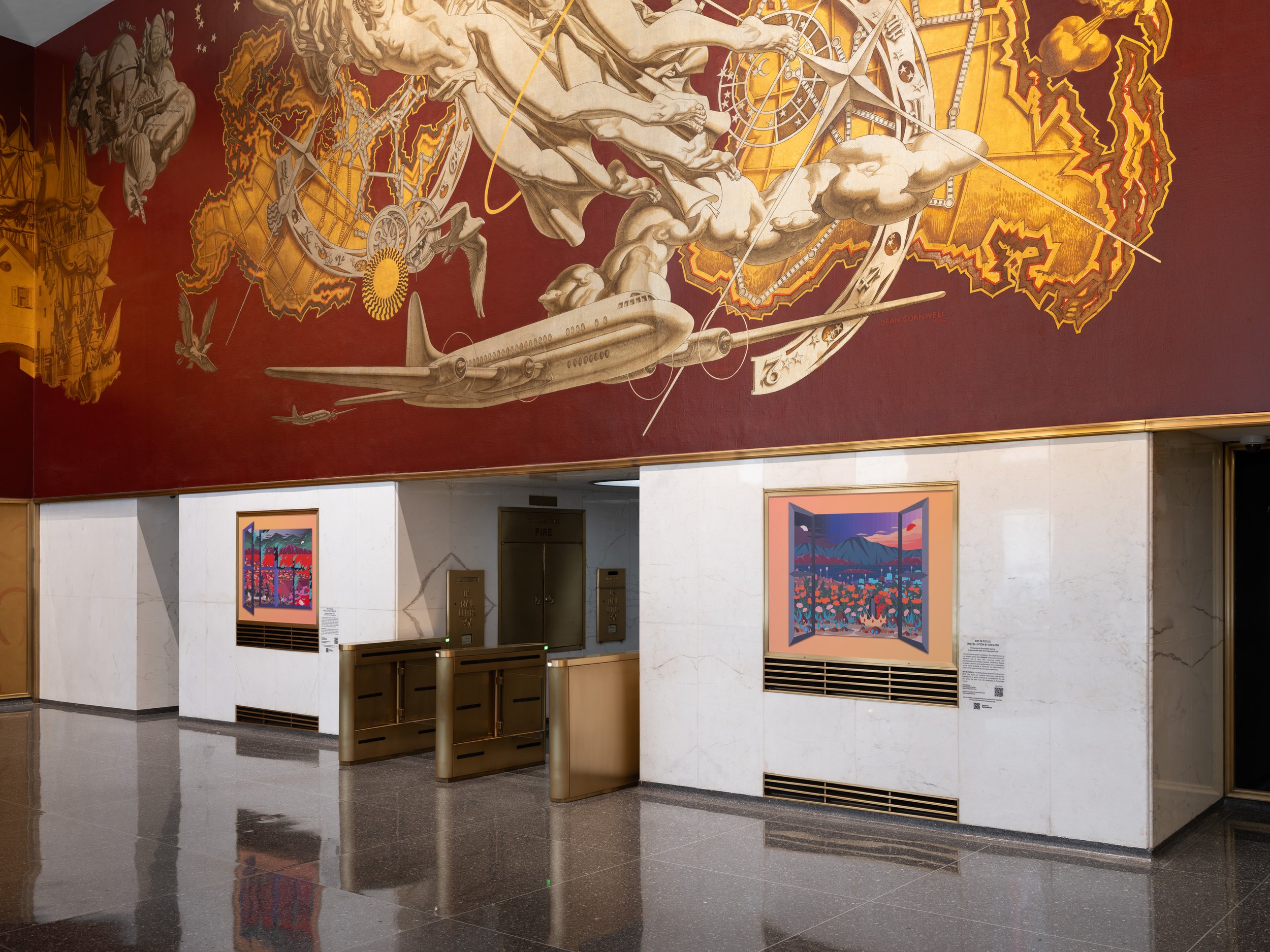 Installation view of The Enlightenment at Rockefeller Center, NYC with Art Production Fund, 2025.