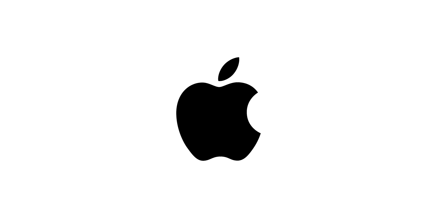 Black background with a white outline of the Apple logo