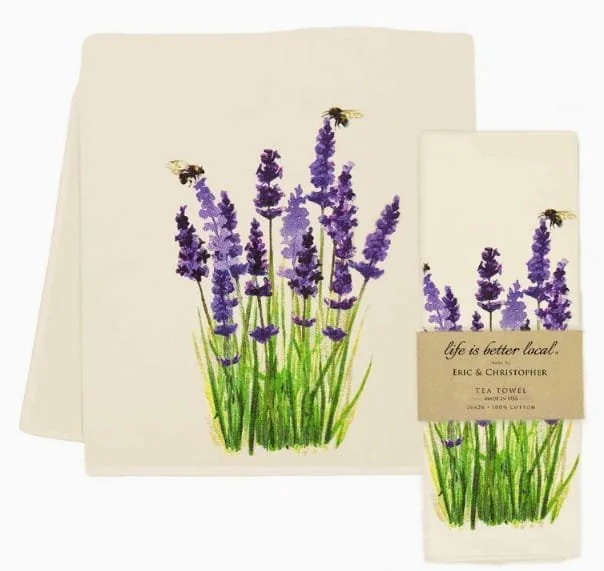 Loose Lavender screen printed tea towel