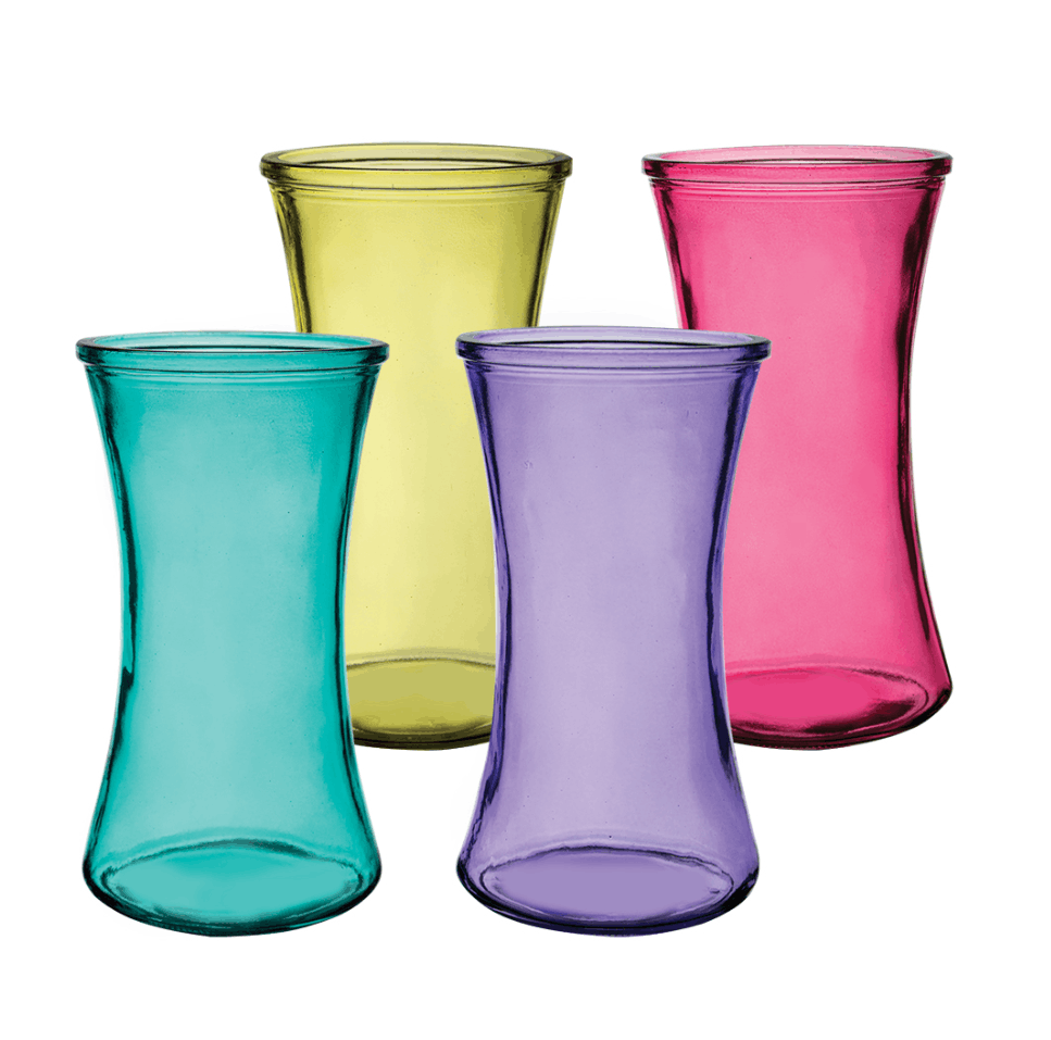 Lollipop colored glass gathering vases