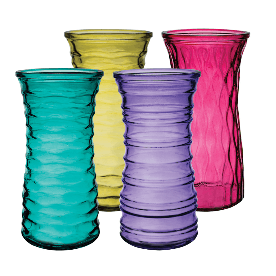 Lollipop colored glass contemporary vases