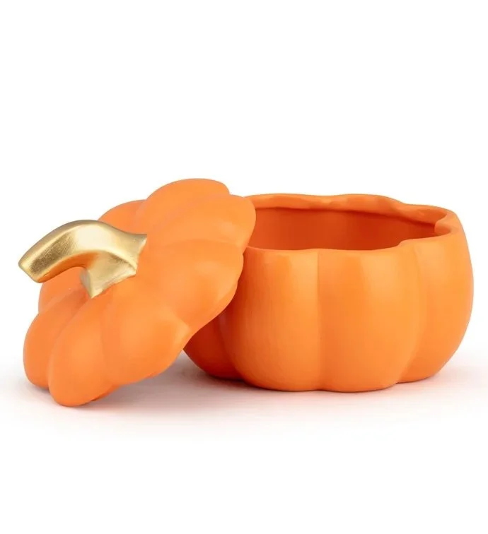 Orange Pumpkin jar with lid