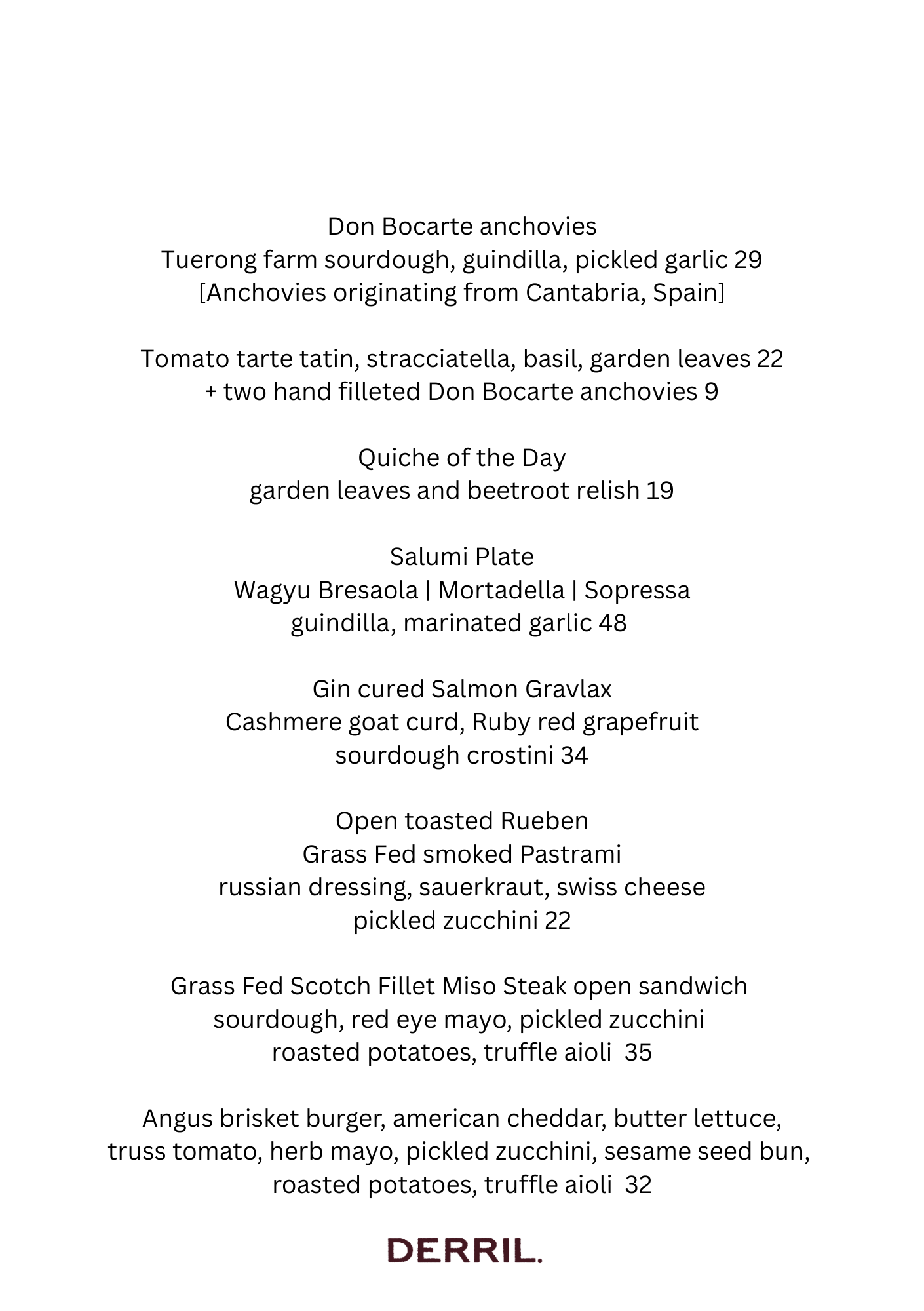 Menu — DERRIL