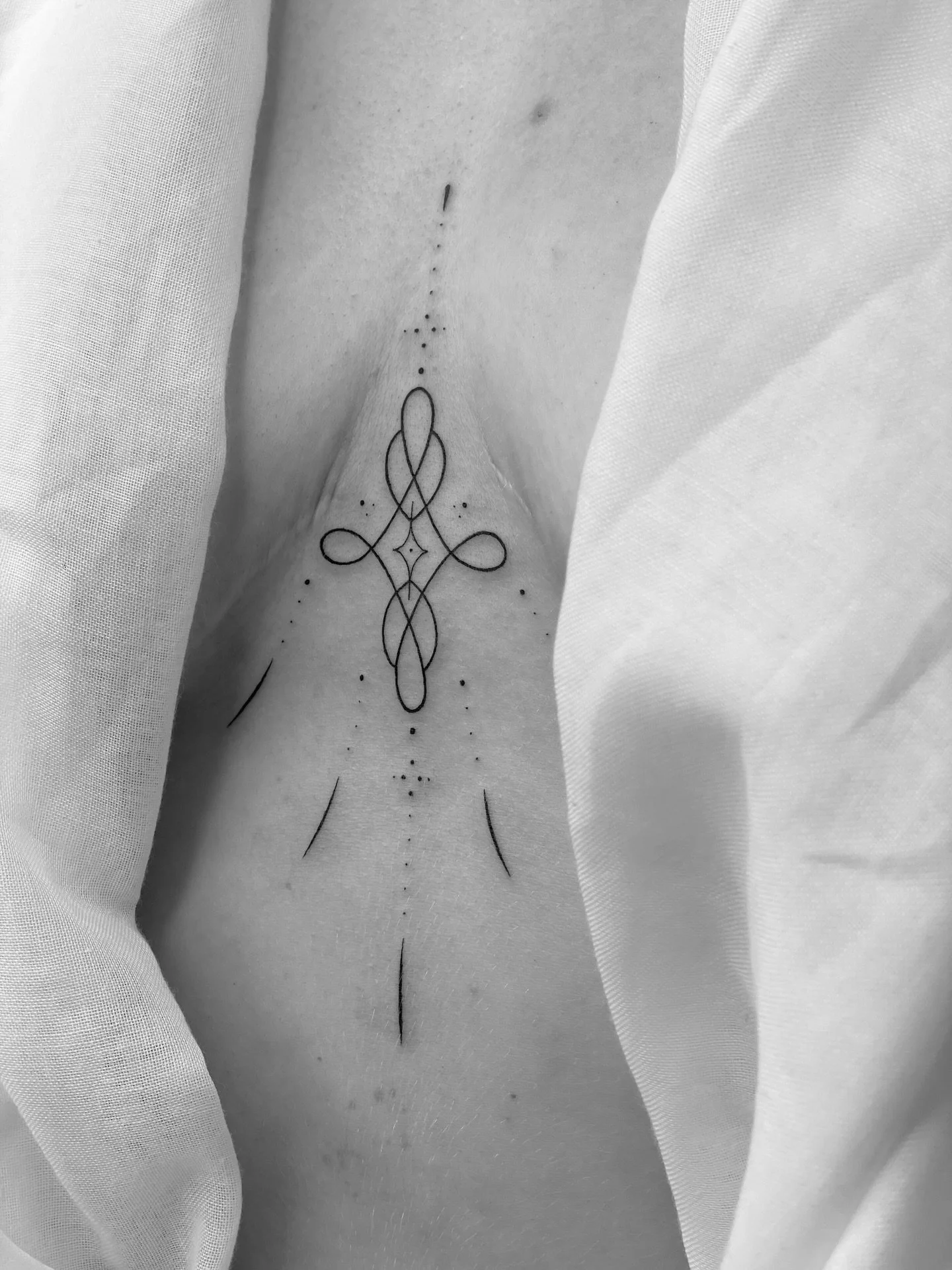 ✤ Elegant &amp; Timeless Sternum Tattoo ✤

What an honour to tattoo you once again 🤍

Based at @_pranatattoo.com_  in Bondi Beach // DM and let&rsquo;s get chatting about your next beautiful and delicate tattoo xx

Fine Line Tatoo Sydney
Tattoo Arti