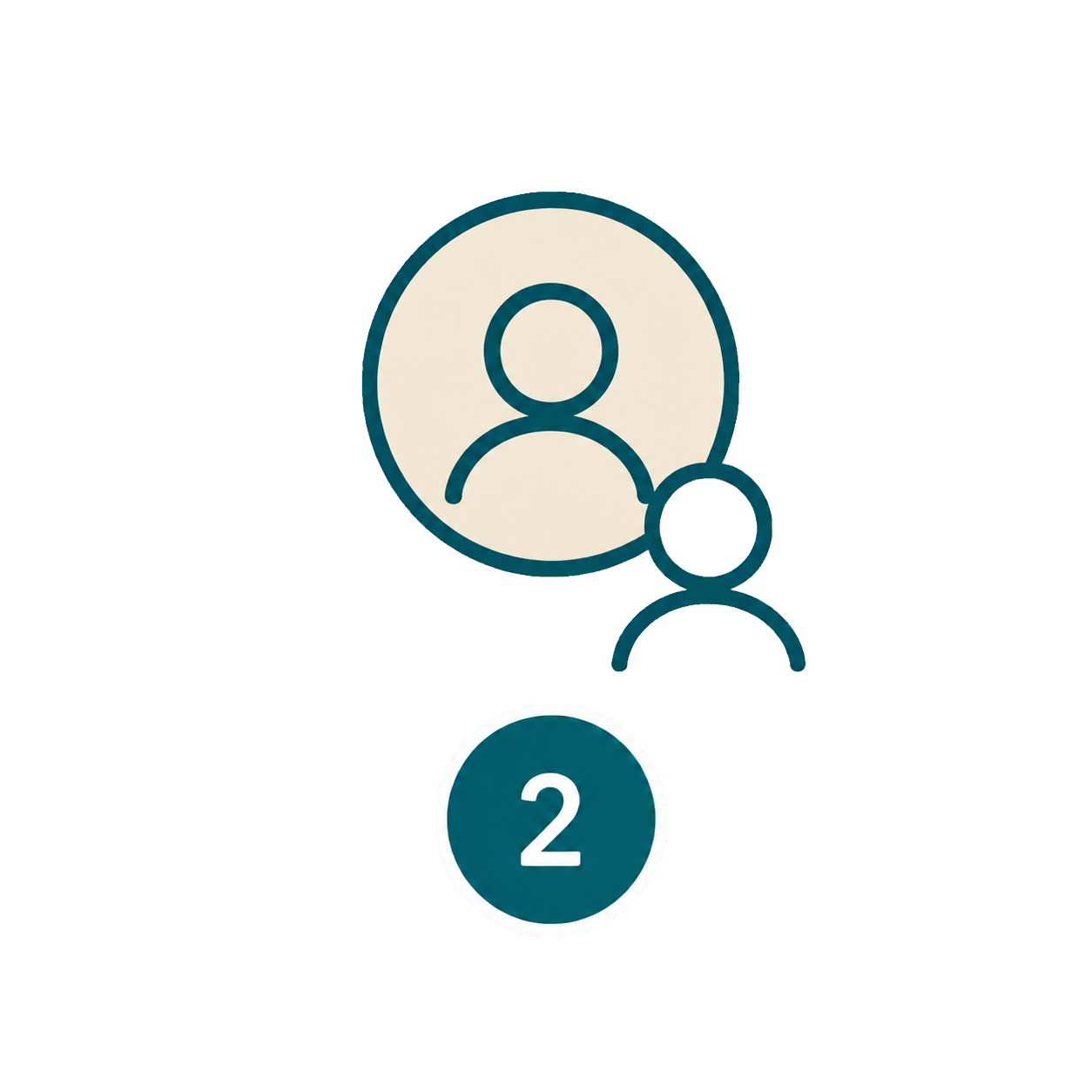 User icon with a magnifying glass focus, indicating '2 users.'