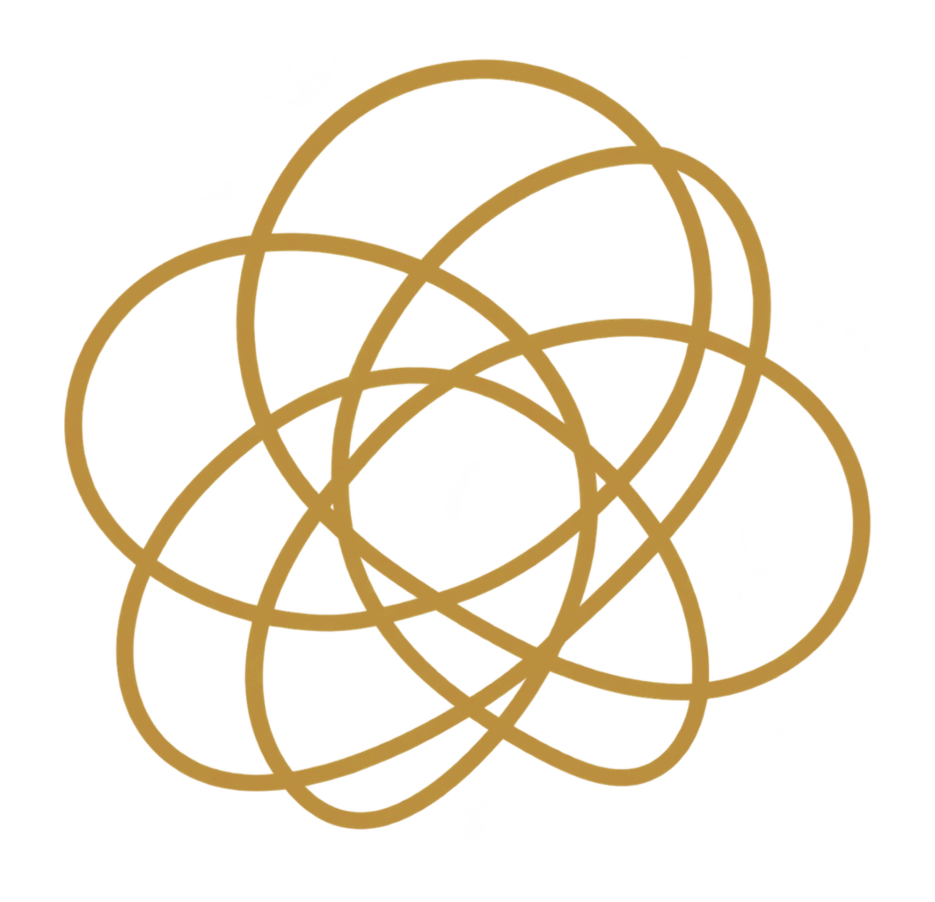 Gold abstract looping-lines icon representing anxiety and overthinking.