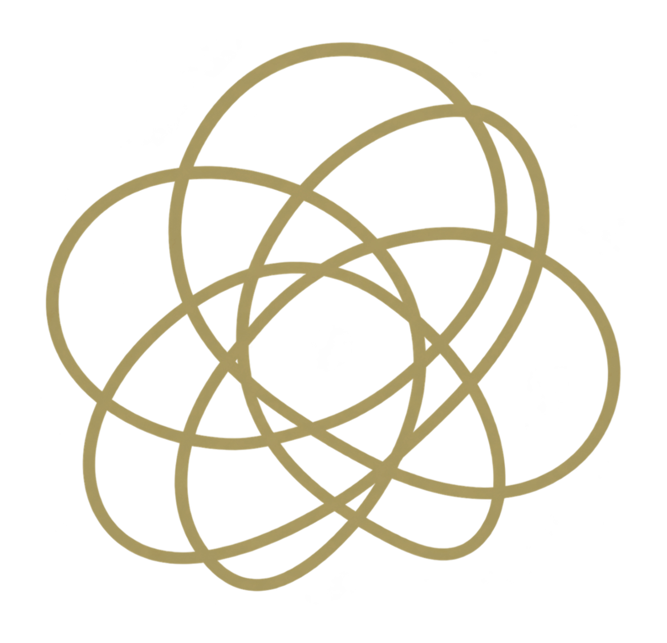 Gold abstract looping-lines icon representing anxiety and overthinking.