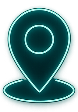 Neon light illustration of a map pin or location marker.
