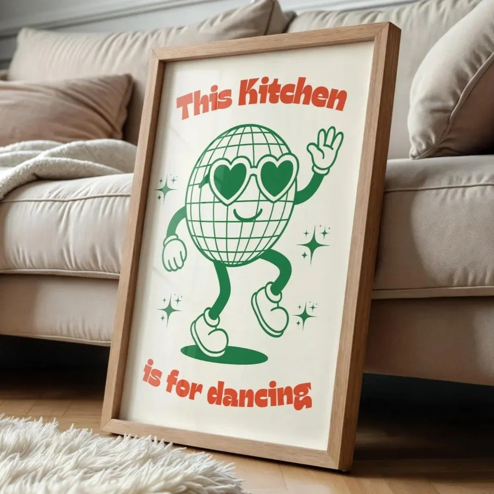 Is your kitchen for dancing? I love the colours of this print. Easy to download and available in a variety of sizes. Just download, print, hang in your kitchen... and get dancing! Available in my Etsy digital shop (Link in Bio ❤️)

#kitchenprint #dig