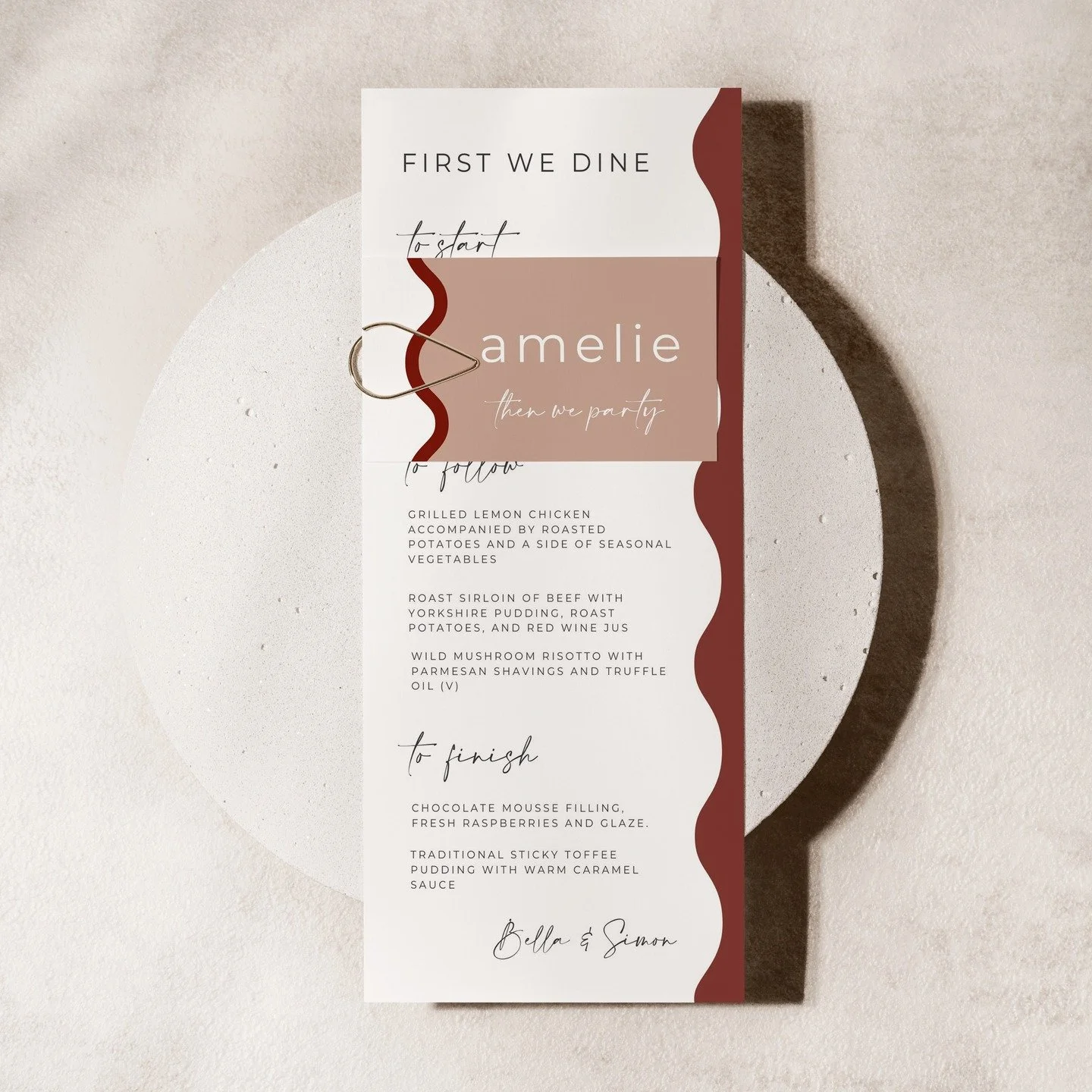 First we dine... then we party. Menus that are just so on trend... download the template now and add a modern wave to your wedding stationery. Link in Bio (wedding shop) ❤️
For a pop of colour and some fun shapes, this wedding template bundle is perf