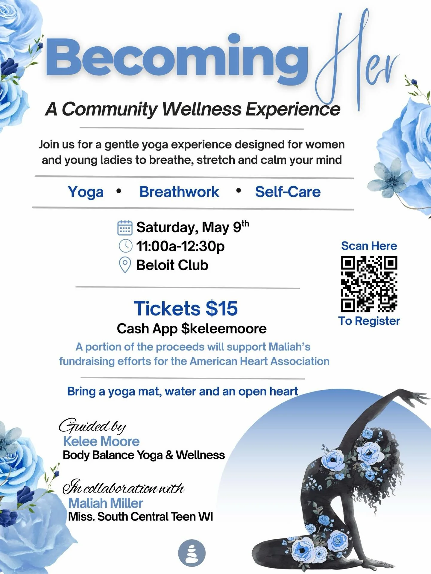 Something special is coming to Beloit!

Join us for Becoming Her: A Community Wellness Experience&mdash;a gentle, beginner-friendly yoga experience designed for women and young ladies (15+). This is your space to slow down, breathe and stretch.

I&rs