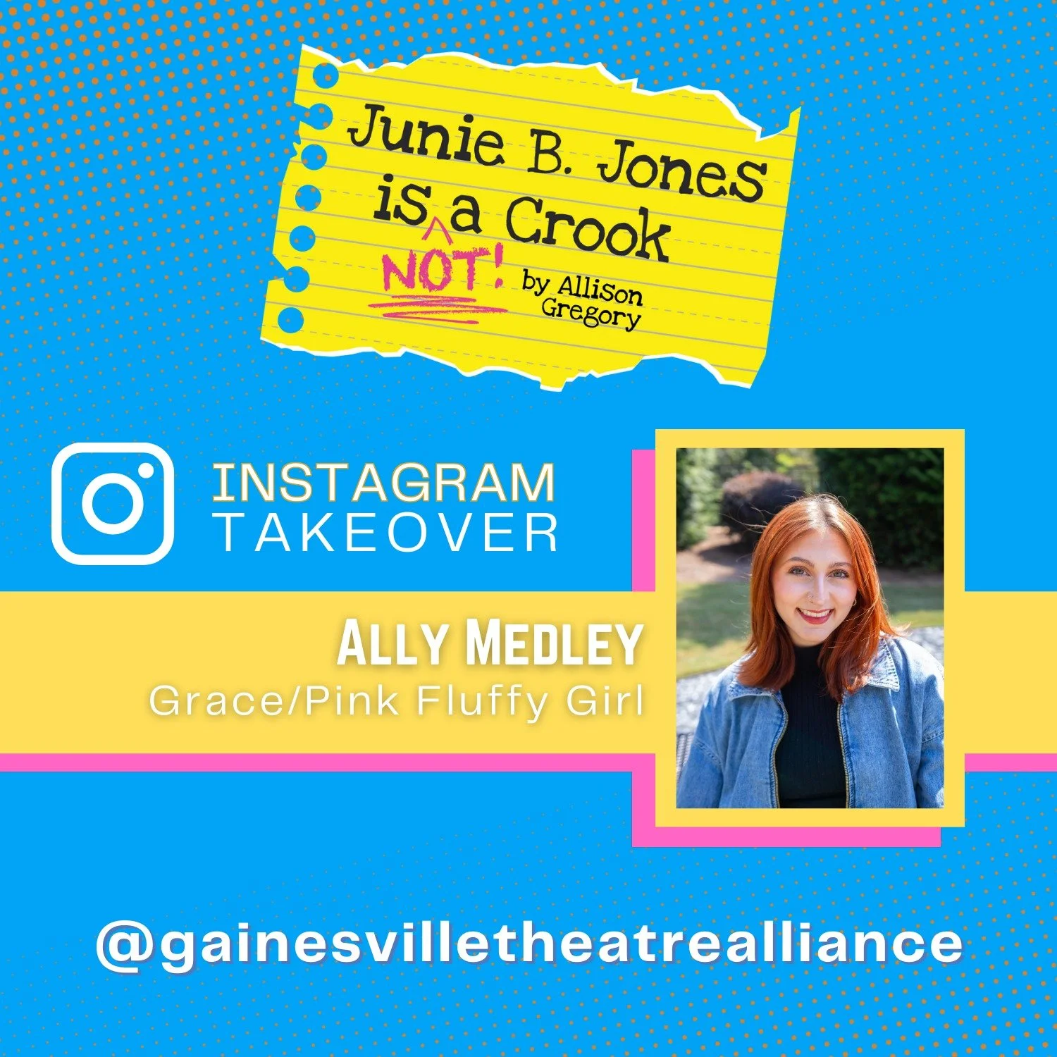 Two performances of JUNIE B. JONES IS NOT A CROOK in one day! Tomorrow, Ally Medley (Brenau BFA Musical Theatre junior, Grace/Pink Fluffy Girl) takes you behind the curtain for both a public matinee and an evening performance.
@allymedley