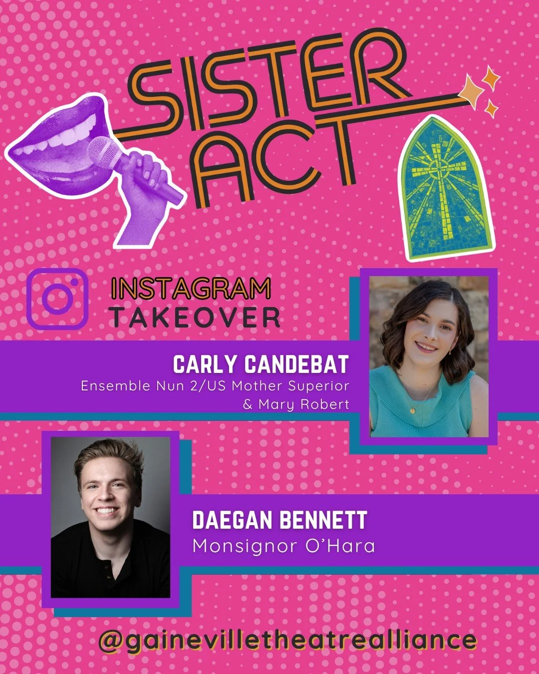 Tomorrow is First Dress for SISTER ACT! Carly Candebat (Ensemble/US Mother Superior/Sister Mary Robert) and Daegan Bennett (Monsignor O'Hara) will be your guides as costumes, lights, and staging come together for the first time!