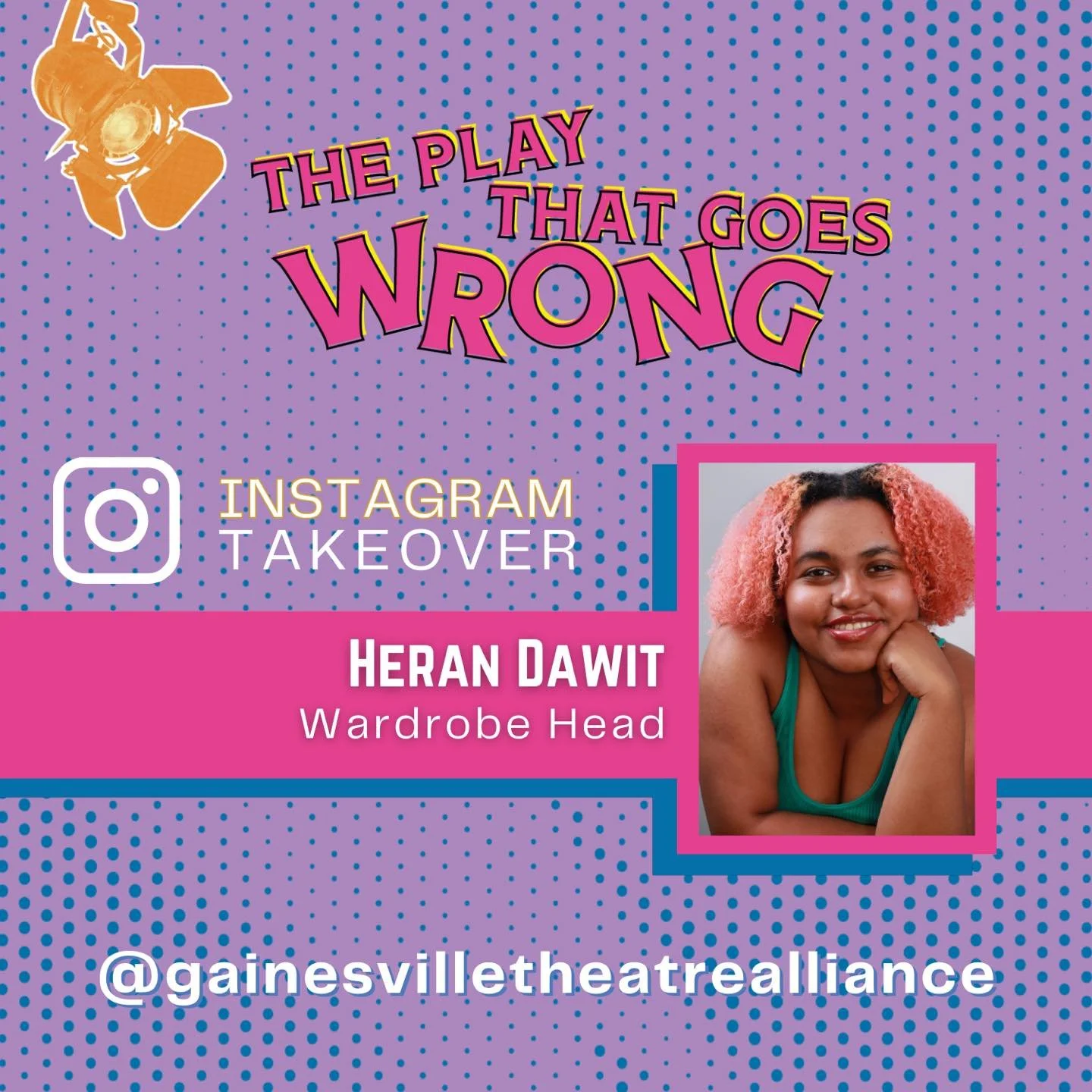 Tomorrow is the first dress rehearsal for THE PLAY THAT GOES WRONG and Brenau BA Theatre major Heran Dawit is taking over our stories. Heran is the Wardrobe Crew Head for the show and will take us backstage for the first run in costume. 

Get your ti