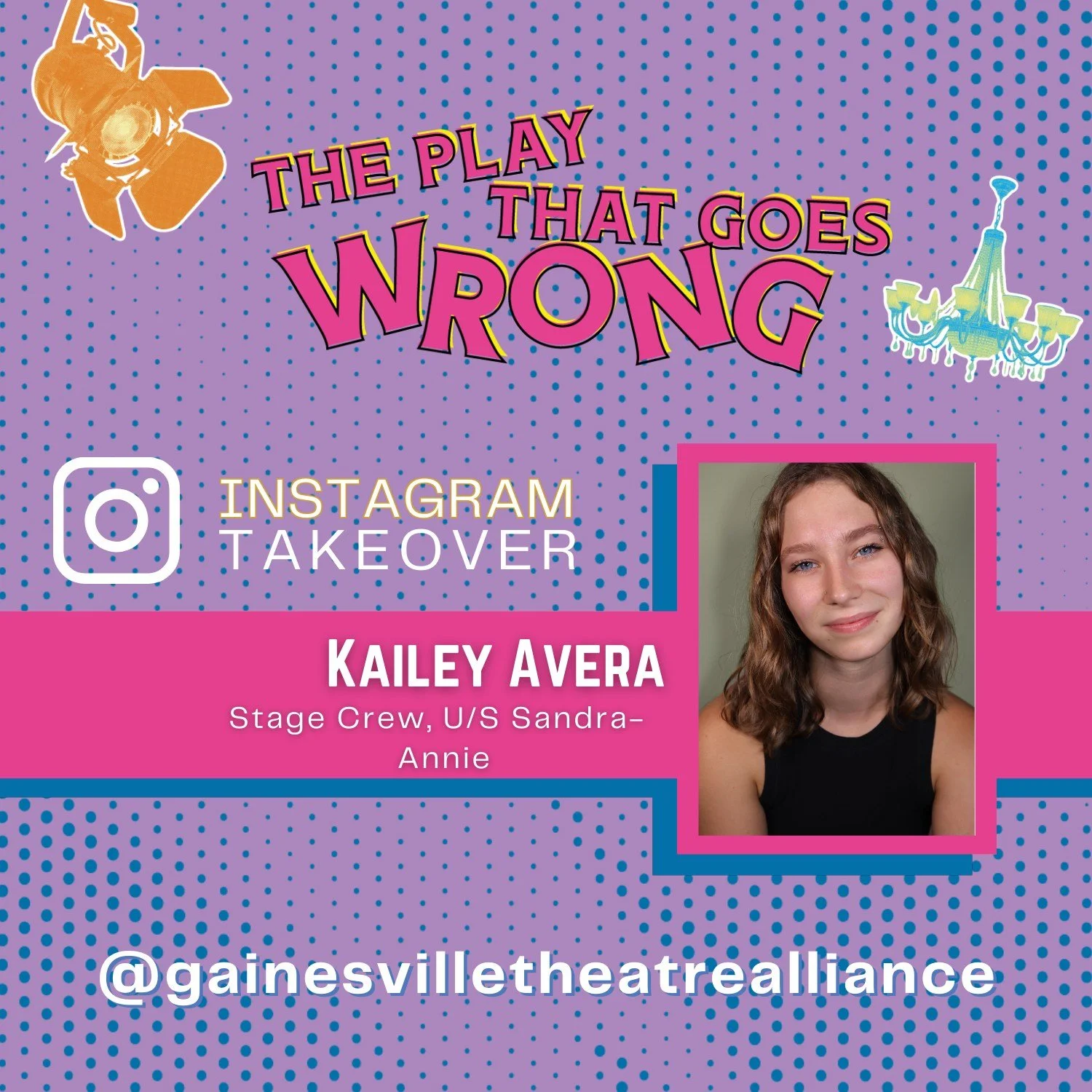 Follow our stories tomorrow for the final dress rehearsal of THE PLAY THAT GOES WRONG when UNG junior BFA Theatre Arts major Kailey Avera takes over! Kailey plays one of the Stage Crew in the show and understudies the roles of Sandra and Annie. She'l