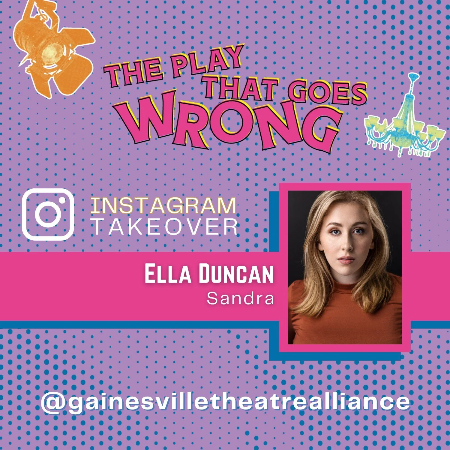 Follow our stories tomorrow for the last day of performances of THE PLAY THAT GOES WRONG when UNG junior BFA Theatre Arts major Ella Duncan takes over! Ella plays Sandra in the show and will take us through her day performing for two sold out perform