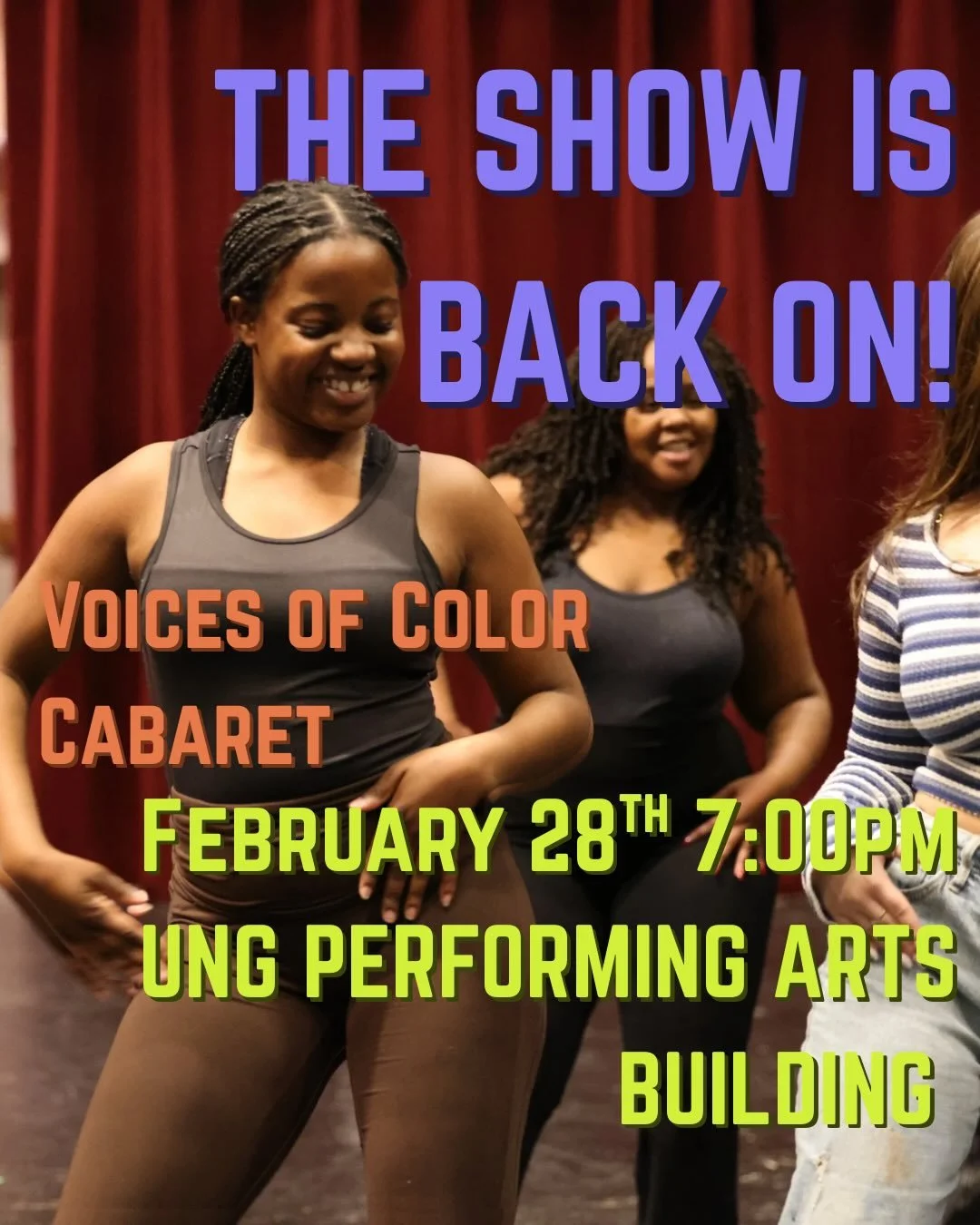 IT&rsquo;S BACK ON! GTA&rsquo;s APO Sponsored Student Works and Color Alliance have teamed up for the Voices of Color Cabaret! This cabaret&rsquo;s purpose is to highlight and celebrate the BIPOC talent that we have right here in GTA. Reserve your FR