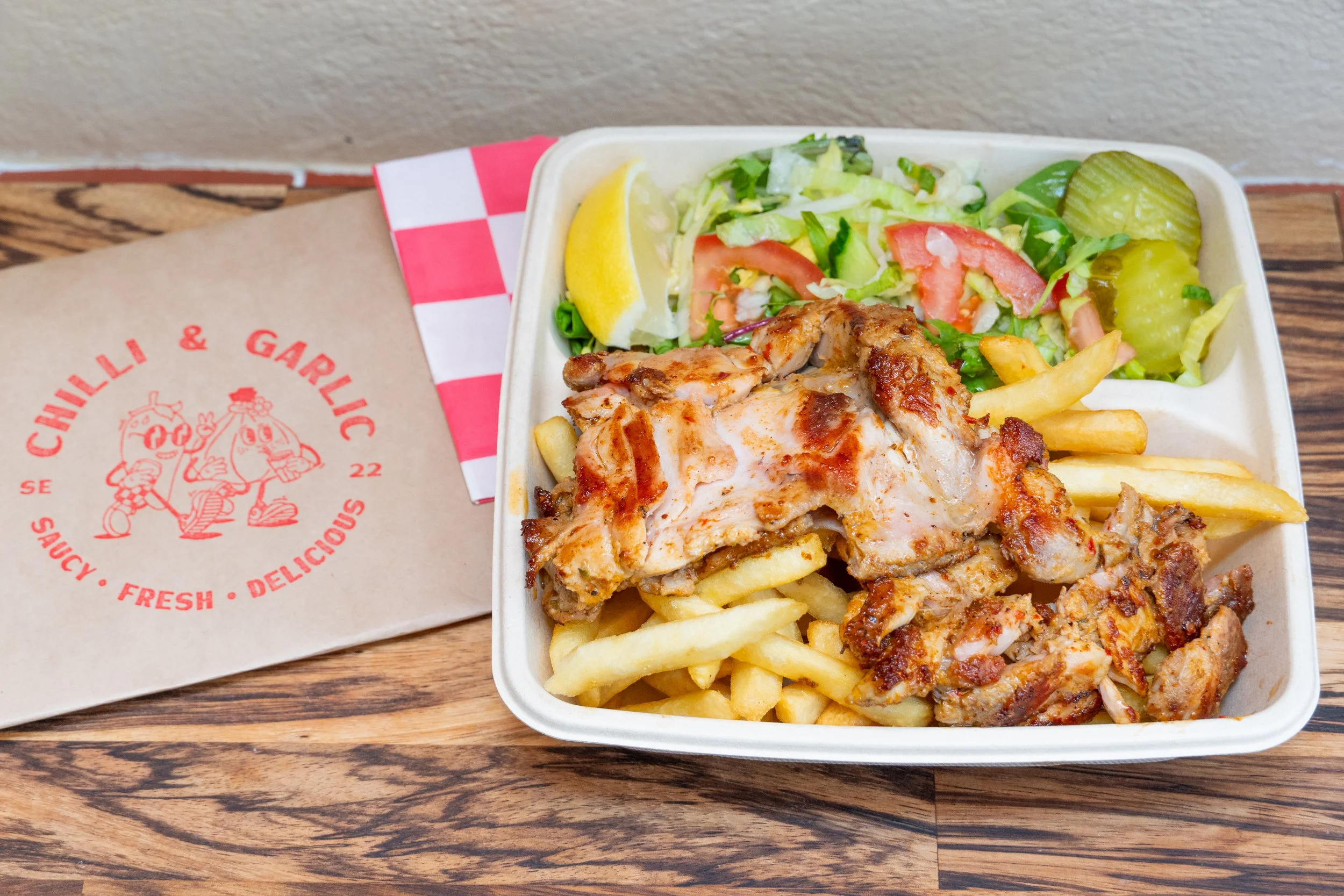 Butterfly Chicken with Chips