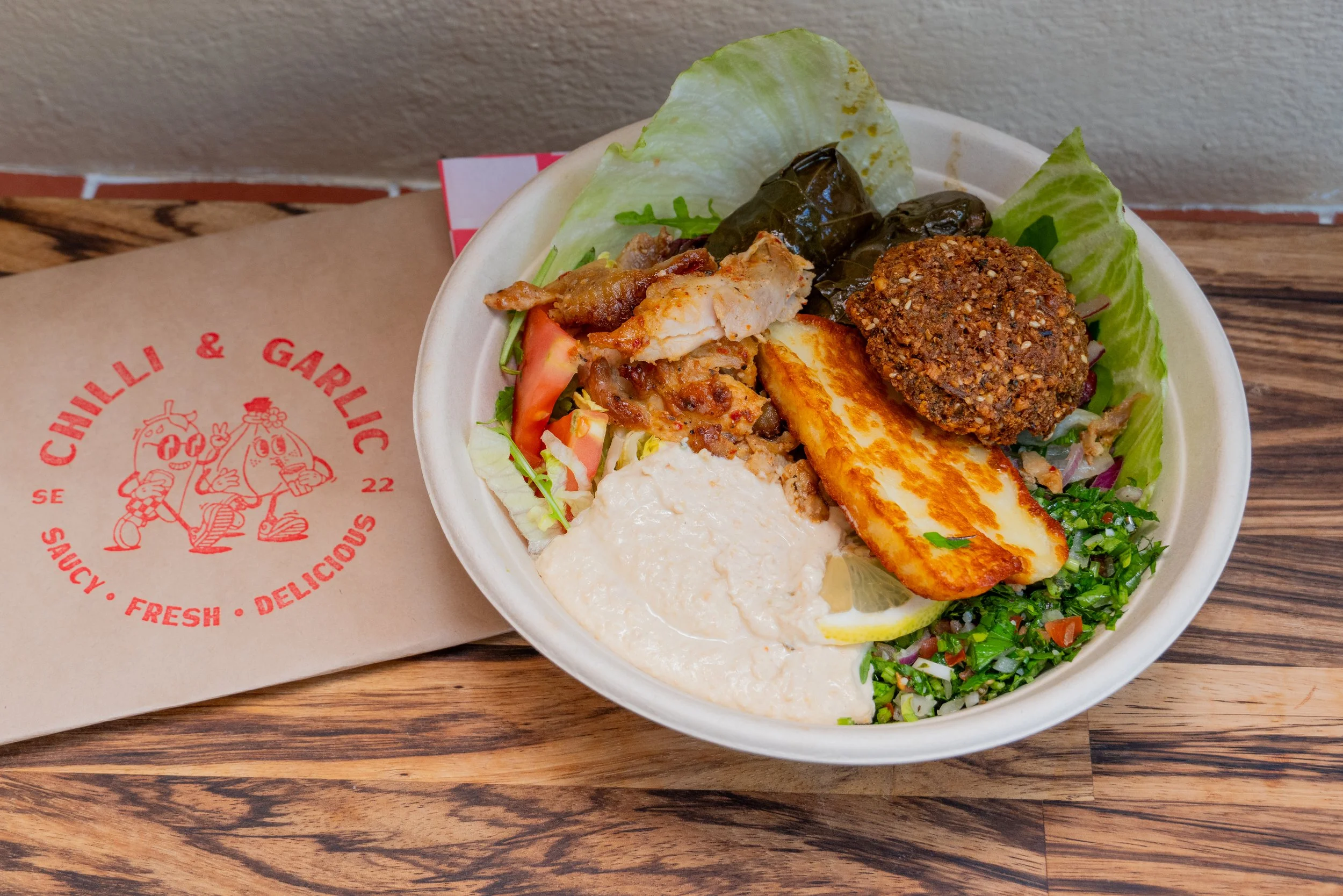 Falafel, Halloumi & Chicken Salad Bowl
