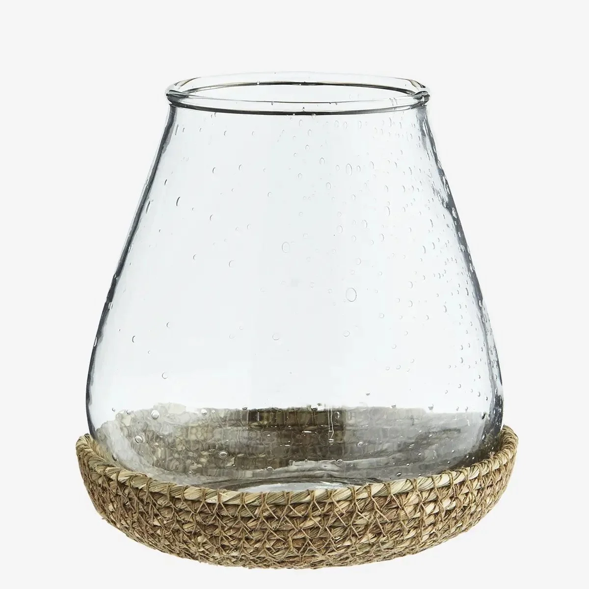 Glass votive w/ jute tray - 9 x 10 cm