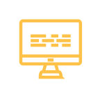 Computermonitor mit gelbem Hintergrund und schwarzem Code