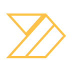 Gelbes geometrisches Logo auf schwarzem Hintergrund