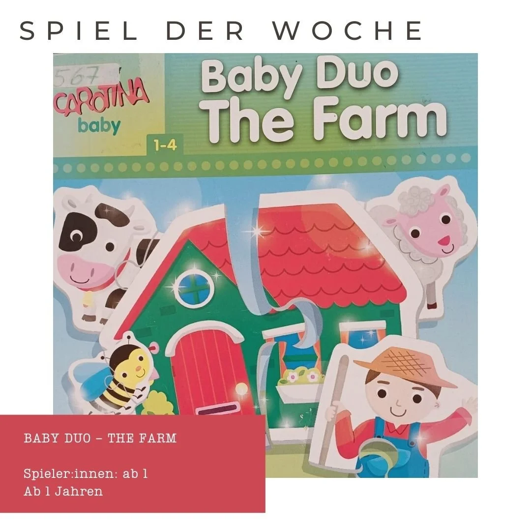 Titel: Baby Duo The Farm
Verlag: Lisciani
Spieler:innen: 1+
Ab 1 Jahr

Fr&uuml;h &uuml;bt sich! Und am besten mit The Farm, denn die Tiere, Personen und Objekte in diesem Spiel, kennen bereits die Kleinsten. Jeweils 2 Puzzleteile bilden eine ganze Fi