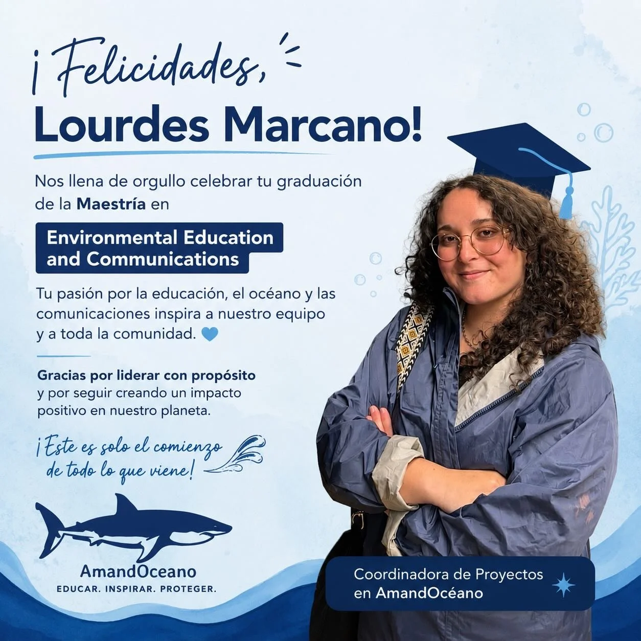 Queremos felicitar grandemente a Lourdes Marcano por completar su maestr&iacute;a en Educaci&oacute;n Ambiental y Comunicaciones en Royal Roads University el diciembre pasado 👩&zwj;🎓 

Lourdes tambi&eacute;n es coordinadora de outreach en @islamare