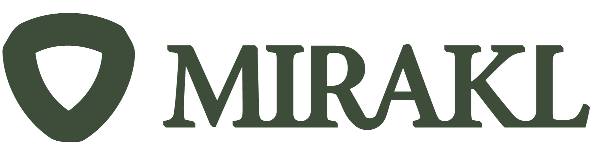 Logo de Miraki avec une icône de localisation en forme de carte, couleur vert foncé.