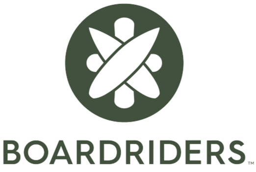 Logo de 'Board Riders' avec un symbole de cinq planches de surf croisées et le nom en dessous.
