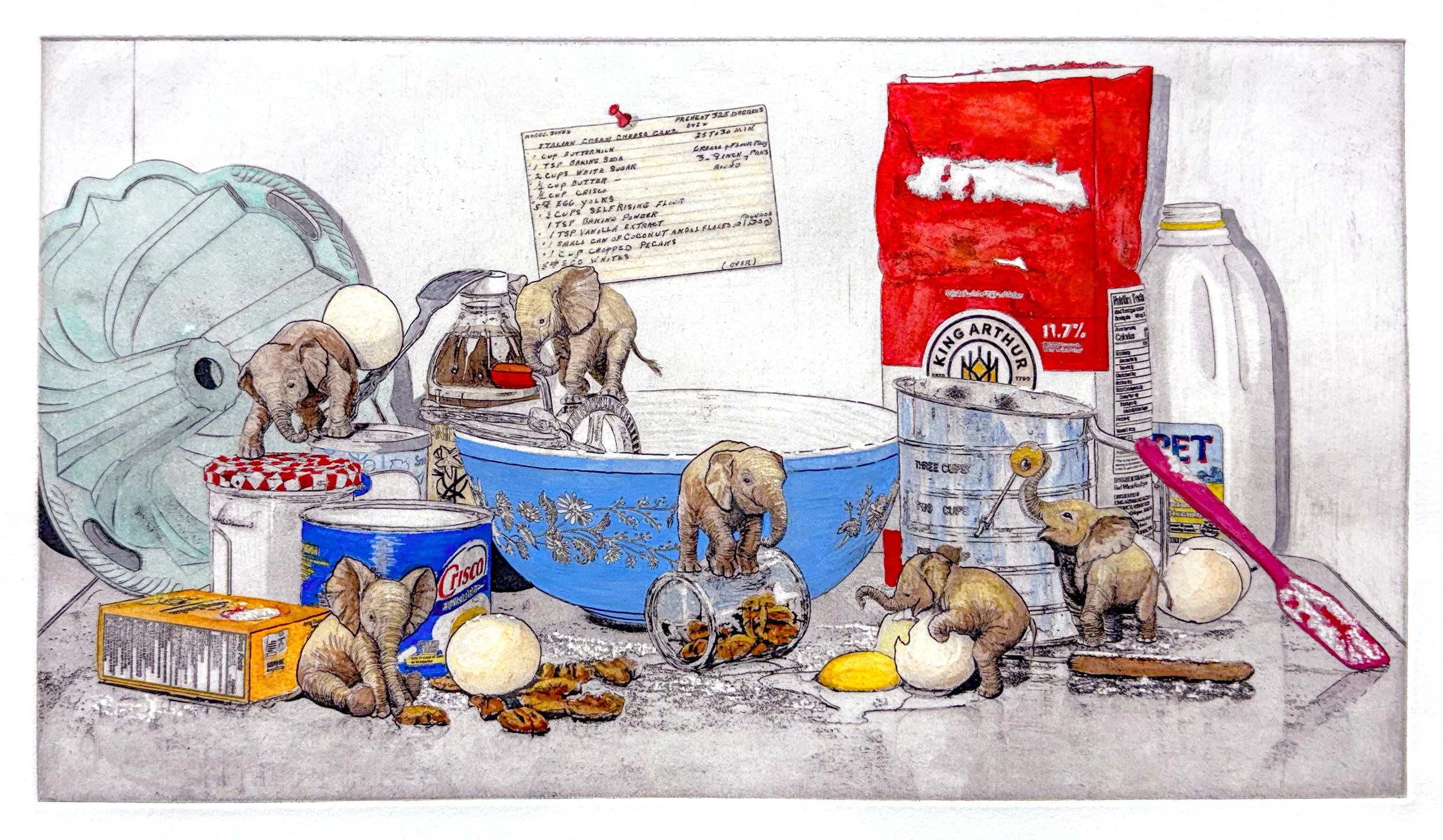 "Homemade Mischief" Hand-colored copper plate photogravure created by artist Susan James.  Edition of 100 pieces plus 10 artist proofs.  Click the image for more information.