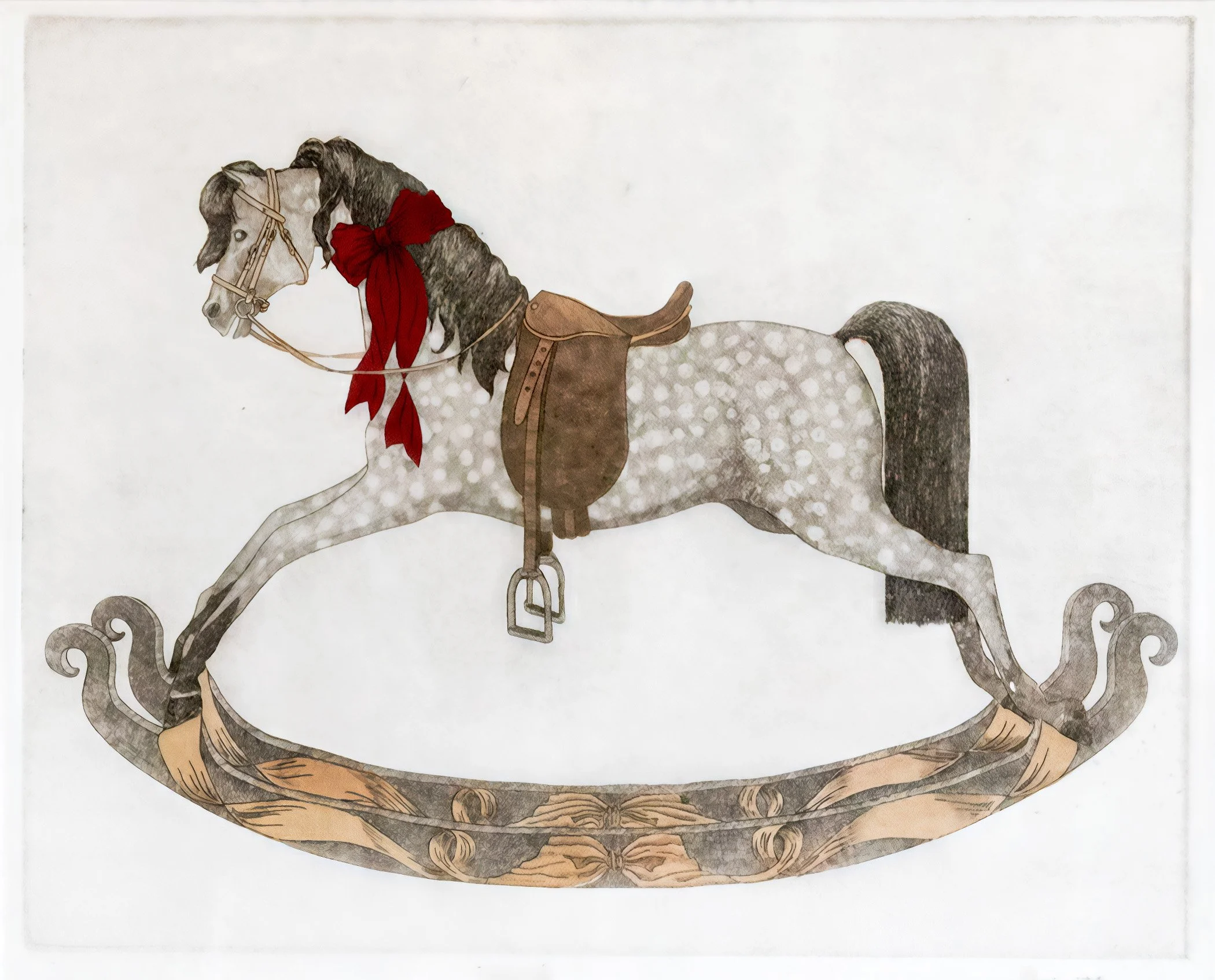 "Dappled" Hand-drawn, hand colored line etching by artist Susan James. Edition of 100 pieces plus 10 artist proofs. Click the image for more information.