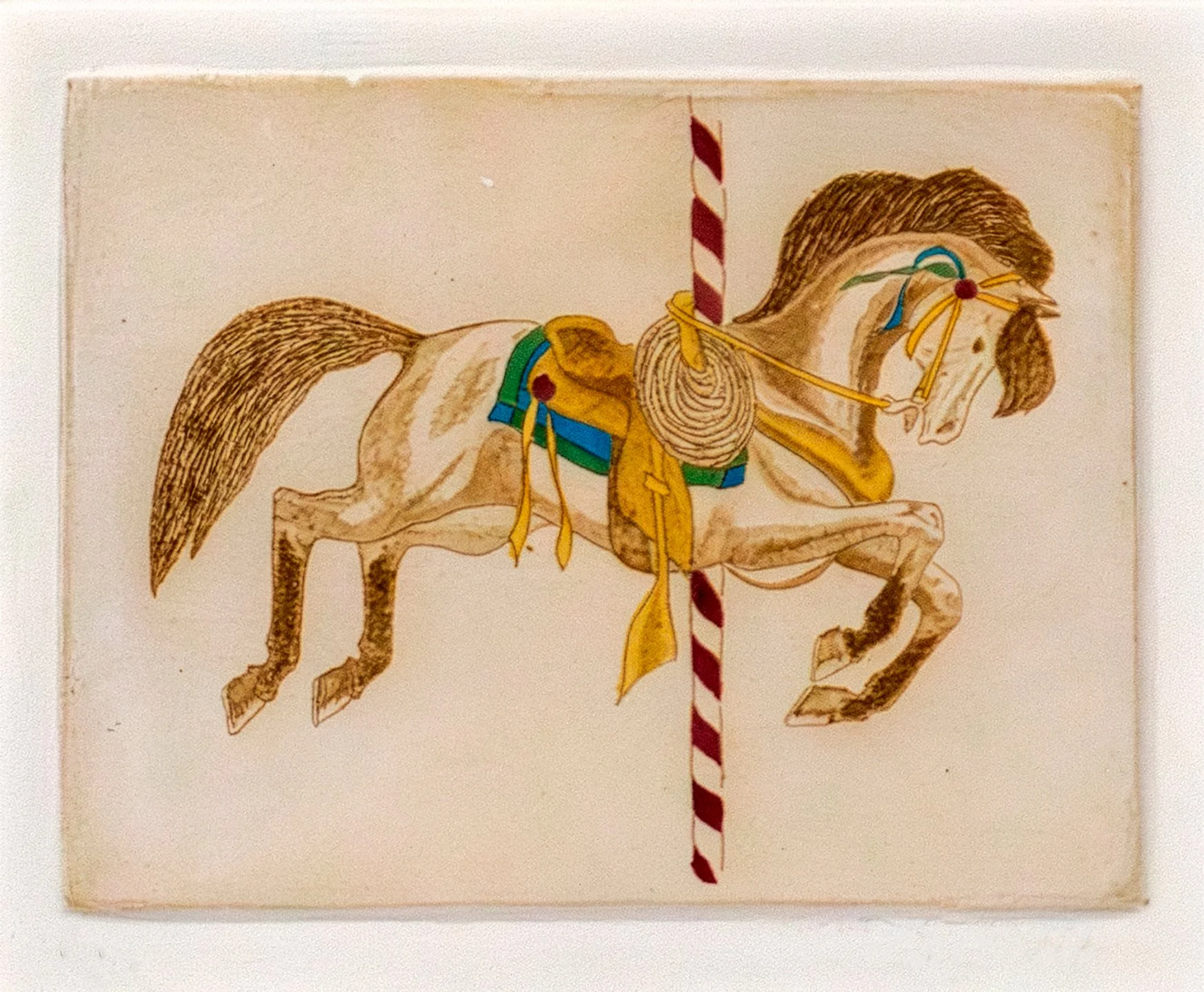 "Cow Pony" Hand-colored, hand drawn line etching by artist Susan James.  Edition of 100 pieces plus 10 artist proofs.  Click the image for more information.