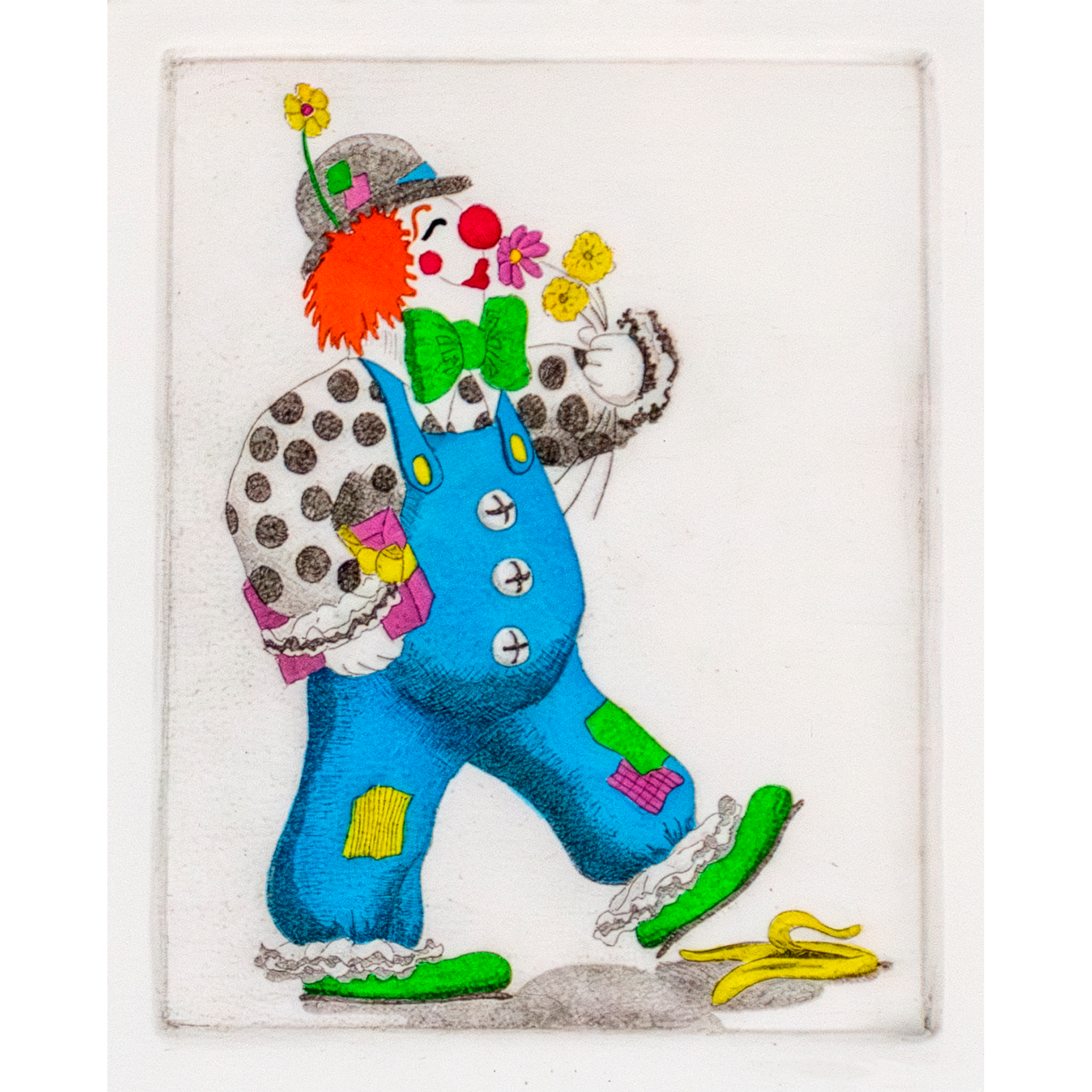 "Courtin' Disaster"  Hand-drawn, hand colored line etching by artist Susan James.  Edition of 100 pieces plus 10 artist proofs.  Click image for more information.