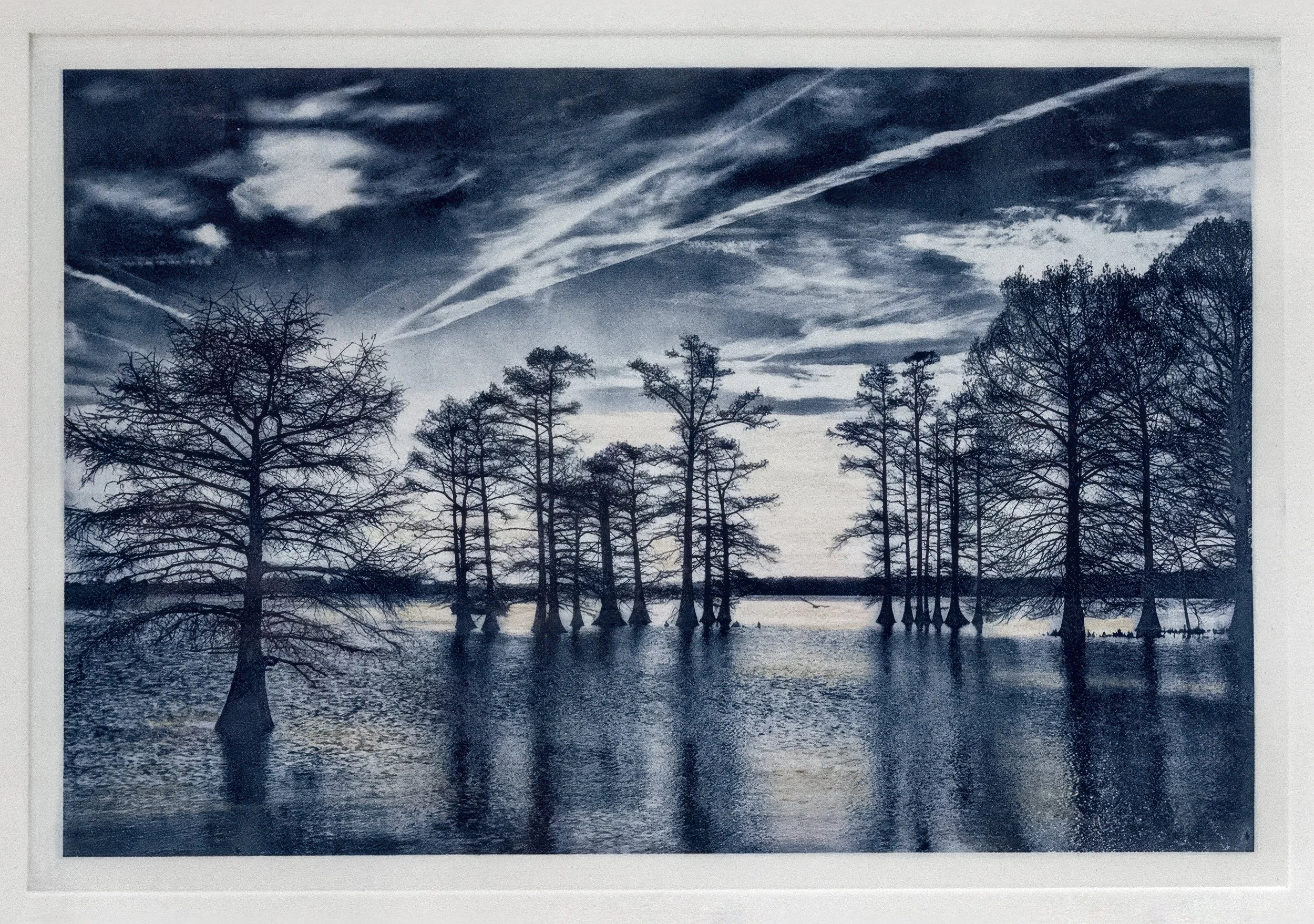 "Cypress Sunrise" Copper plate photogravure, by artist Susan James. Edition of 50 pieces plus five artist proofs. Click the image for more information.
