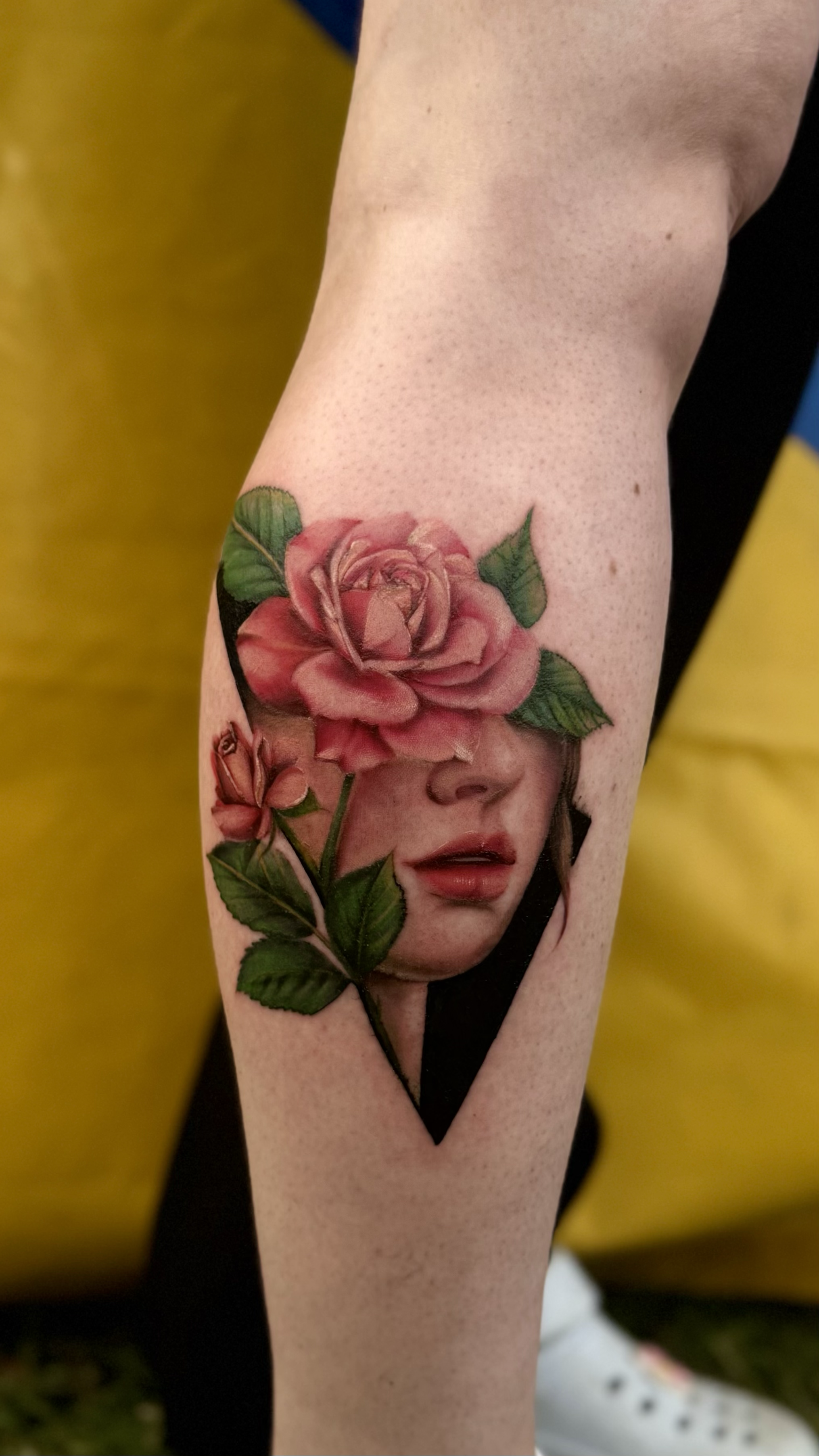 floral portrait colour tattoo