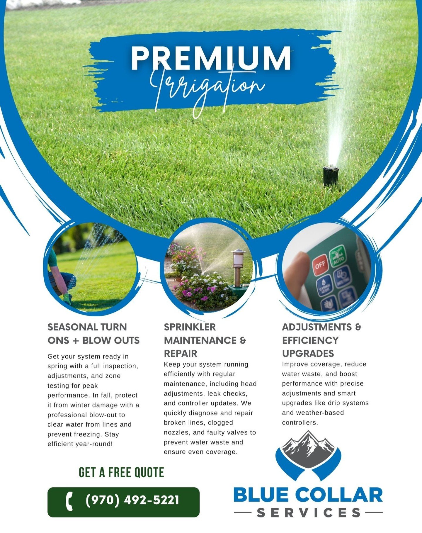 Keep Your Lawn Green &amp; Your System Running Smoothly! Be the best looking lawn in the neighborhood!! 

From seasonal turn-ons and blow-outs to expert repairs and efficiency upgrades, we&rsquo;ve got your irrigation needs covered! Contact us today 