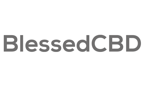 The logo of Blessed CBD with black text on a dark background.