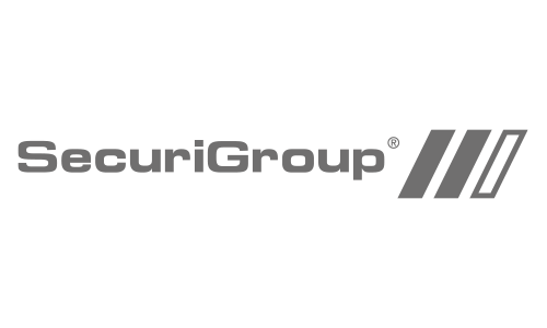 SecuriGroup logo in grayscale with stylized stripes.