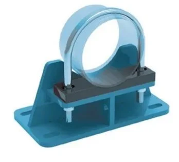 A blue magnetic stirrer with a transparent circular stirring inside a laboratory setting.